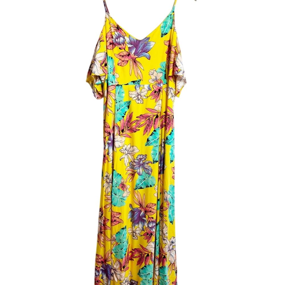 DAVI AND DANI VIVID TROPICAL FLORAL PRINT SUMMER MAXI DRESS IN FLORAL LARGE